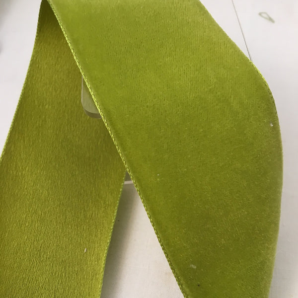 Vintage Chartreuse Green 2” Satin Backed Velvet Ribbon
