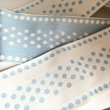 FRENCH Light Sky Blue White 4.25" EXTRA WIDE Large Polka Dot Ribbon Circus Clown Vintage Costuming Cotton 1940s Pin Up Girl Burlesque Showgirl