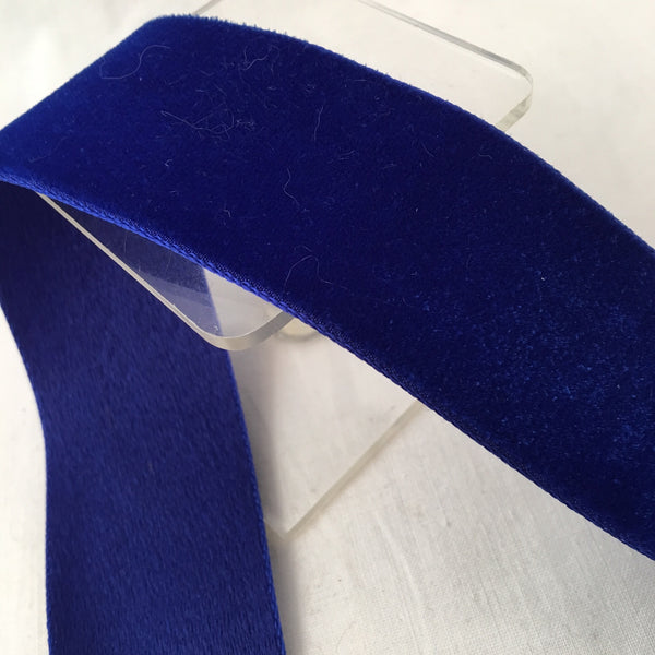 Vintage Royal Blue 1 3/8” Satin Backed Velvet Ribbon