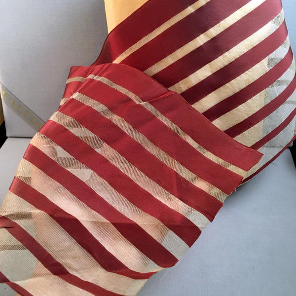 antique burgandy red white ivory striped satin silk organza ribbon extra wide